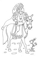 Принц на белом коне - раскраска для девочек